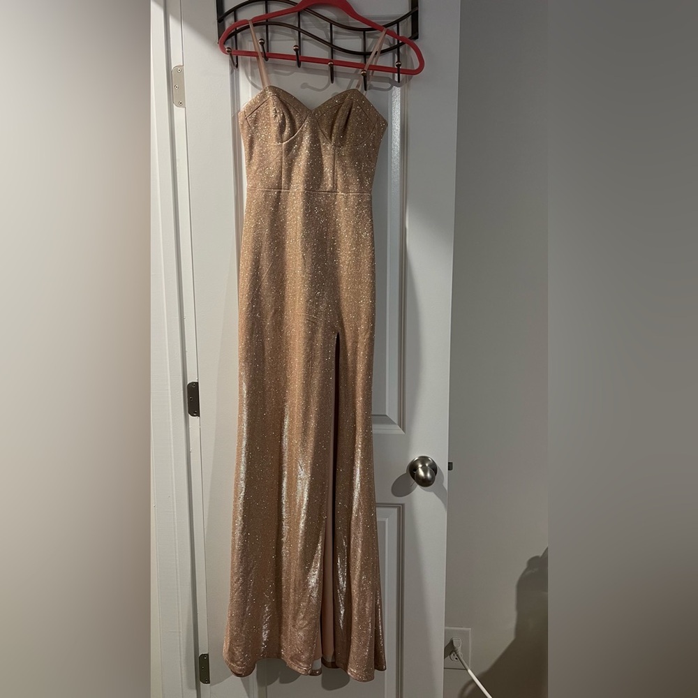 City Studio Sparkly Champagne Sleeveless Dress